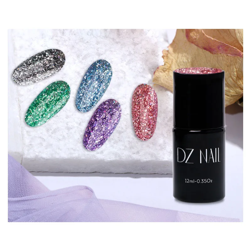 New Design 15ml Glitter Gel Polish Broken Diamond Colorful Platinum Gel Glitter Color Series Uv Gel Nail Polish