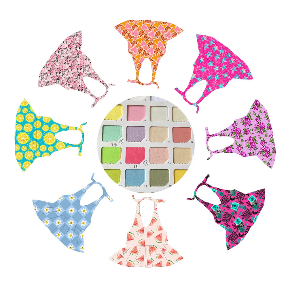 Wholesale boutique new style summer breathable fabric custom print sleeveless sweet baby girl clothes backless kids halter tops