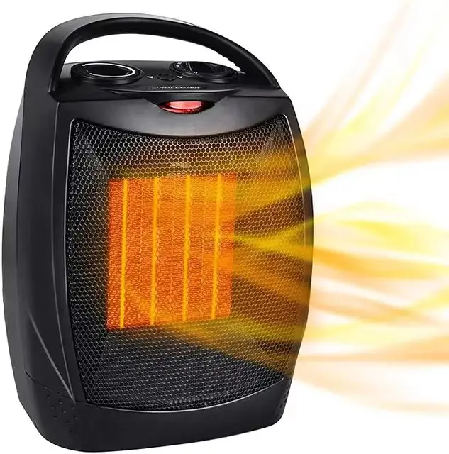 Portable Electric Space Heater with Thermostat, 1500W/750W Safe and Quiet Ceramic Heater Fan for Indoor Office Desk Use PTC-905
