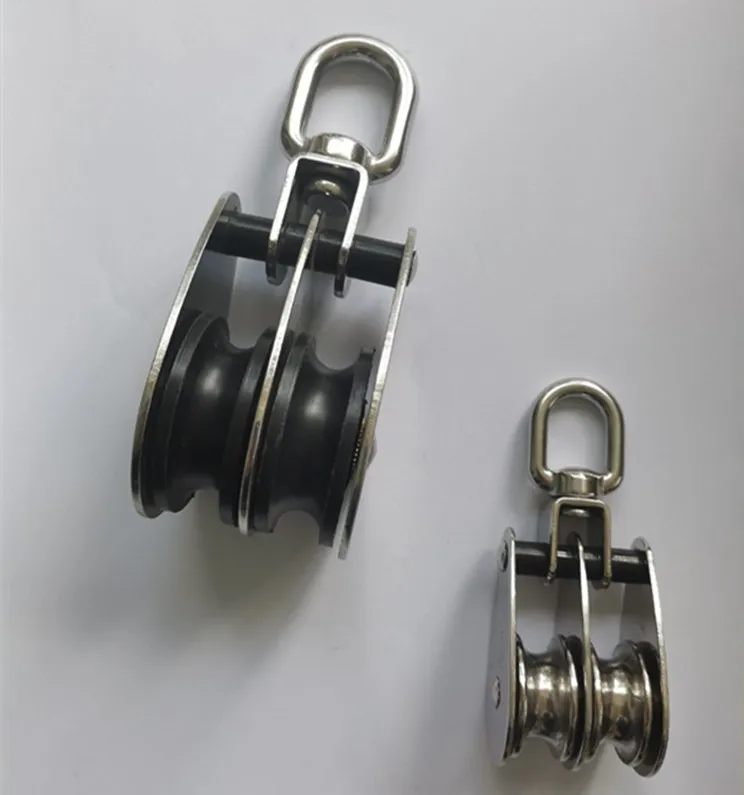 M25/M32/M50 Stainless Steel Swivel Wire Rope Crane Double Pulley Lifting Block Hanging Wire Towing Wheel