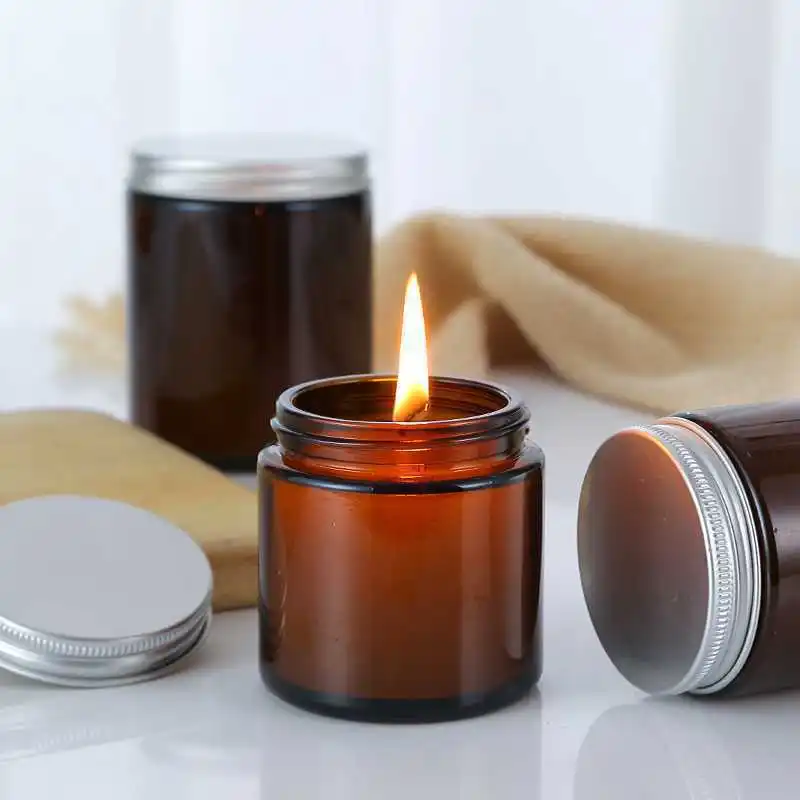 120ml 250ml 500ml 1000ml Home Portable Decoration Candle Container Exposure Glass Candle Jar with Lid