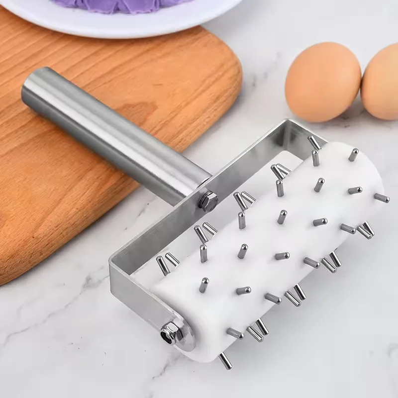 Pizza Dough Tool Stainless Steel Dough Docker Roller For Pizza Cake Pie Homemade Baking With Metal Handle