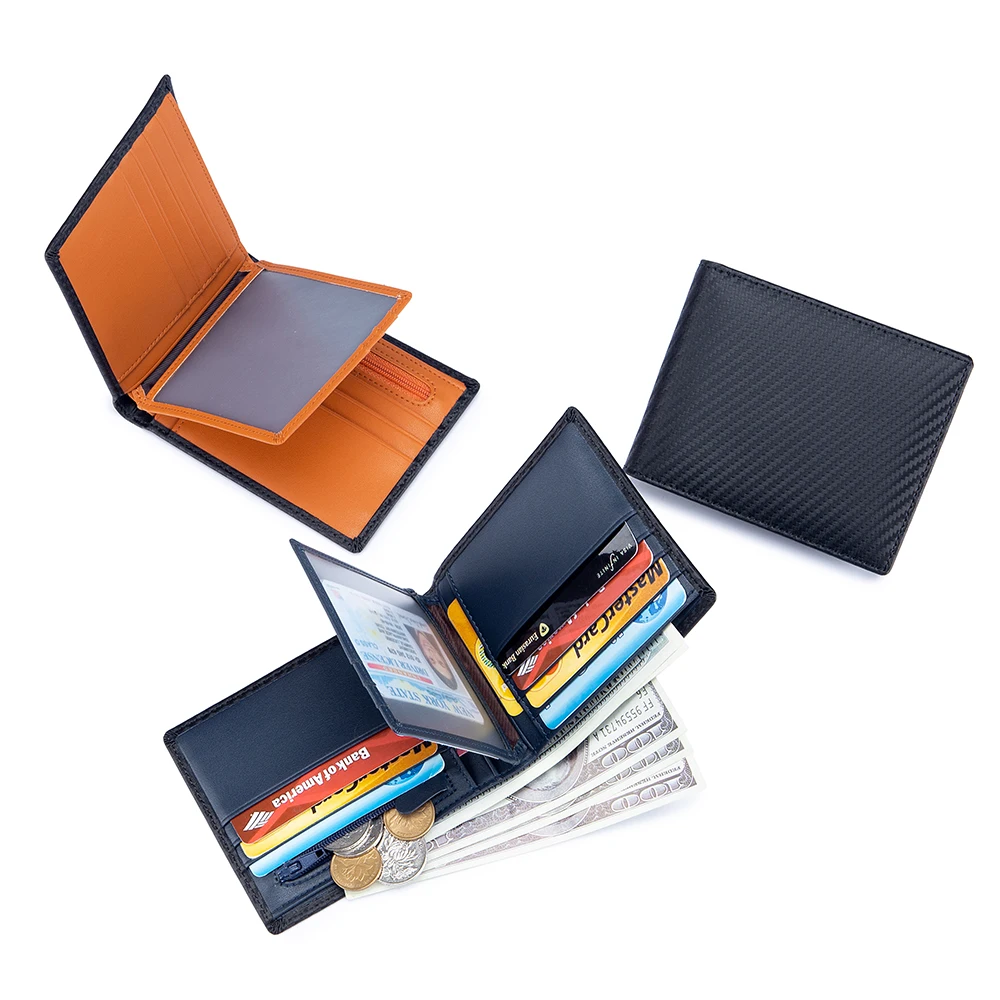 Кожаный короткий Мужской кошелек с RFID-блокировкой и логотипом на заказ