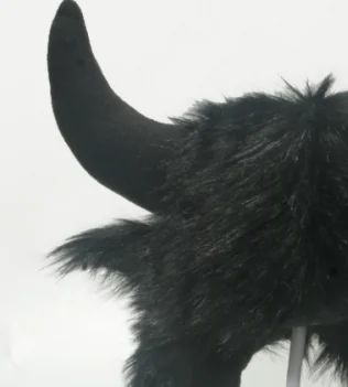 Halloween Fluffy Faux Fur Bull Horn Ear Protection Hat Role Play Personalized Funny Warm Thick Ski Winter Cap