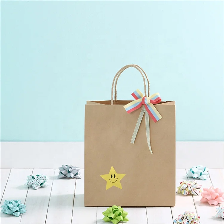 Hybsk Gold Star Shape Smile Face Stickers 1.5 Inch Total 500 Adhesive Labels Per Roll