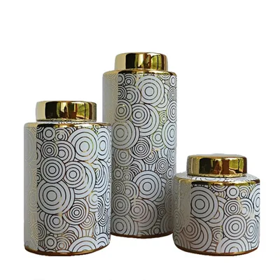 Marble Vase Sale Luxury Home Decoration Vase Ceramic Ginger Jars Home Decor Storage Jar With White And Gold Ginger Jar