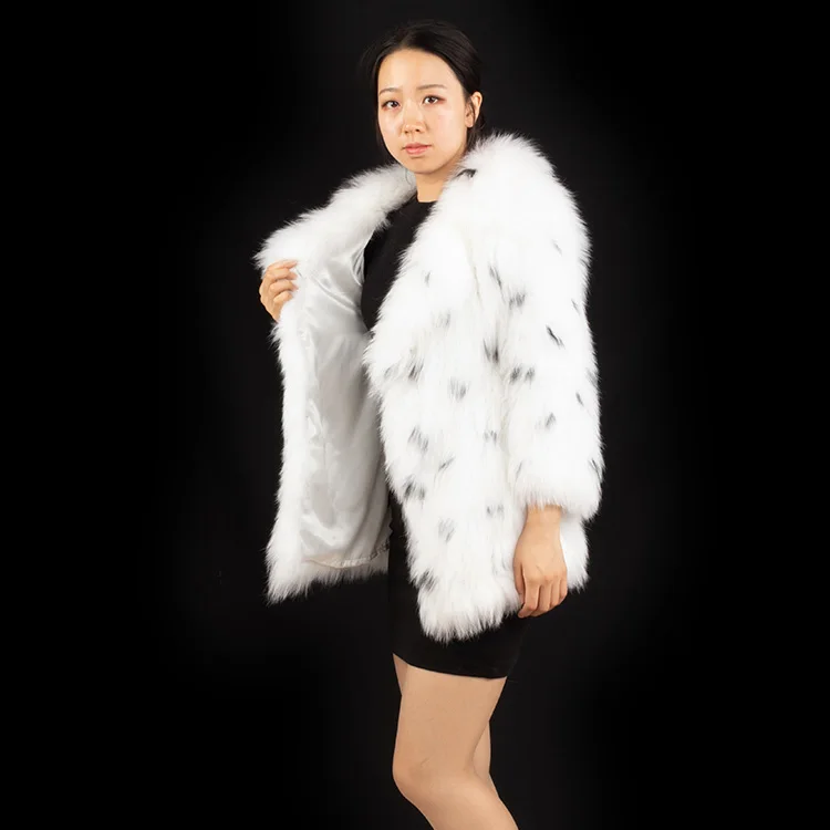 new fashion autumn winter knitted women coat with fur collar real fur overcoat