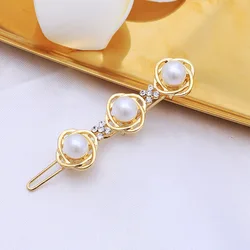 BELLEGIRL Korean attractive pearl metal hair clips accessories women elegant rhinestone bow frog grips hair pins