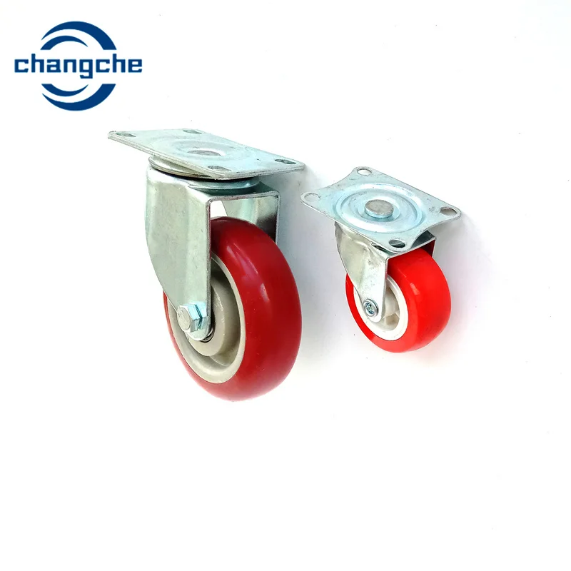 Black  Caster Wheels Fixed Caster 4 Inch Caster Wheel PVC PU Material Wheel