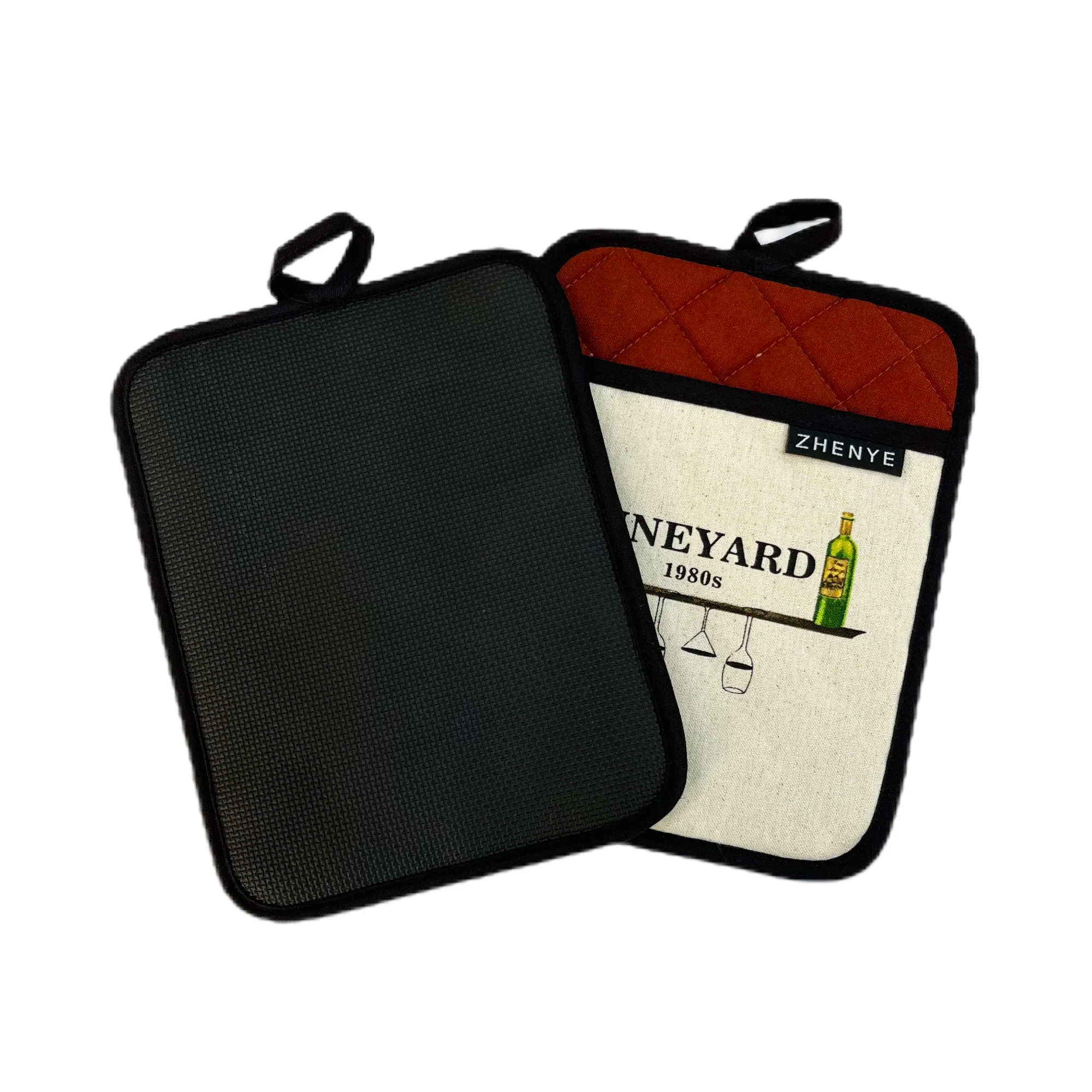 Custom Pot Holder Printed OEM LOGO Neoprene Cotton Pot Holders for Kitchen Heat Resistant Restaurant Pot Holders for Kitchen
