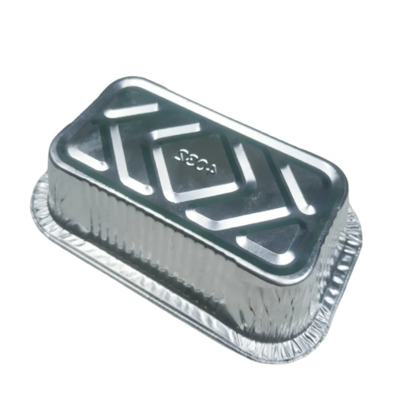 Full curved edge 250ml rectangular disposable aluminum foil pet food boxes with clear lids foil baking trays aluminum loaf pans