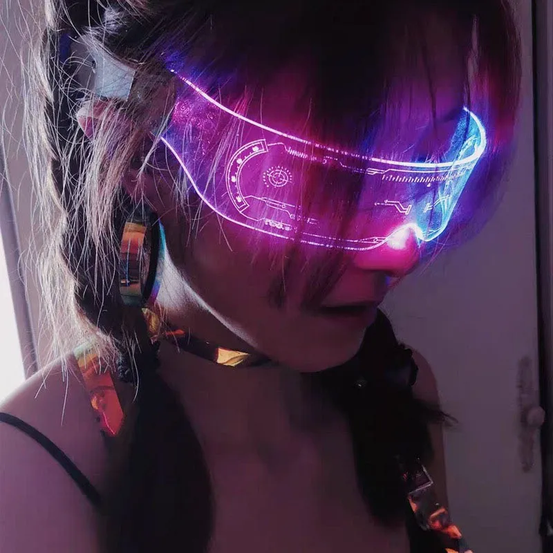 2022 Creative Technology LED Light Luminous Glasses Cyberpunk Luminous Party Glasses
