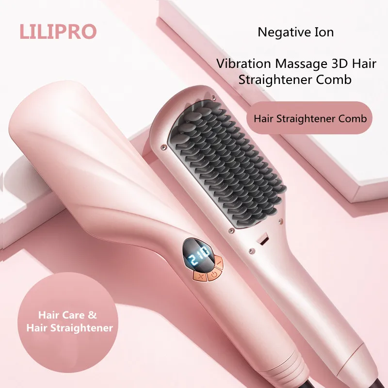 NEW 7,000,000 Negative Ion Fast PTC Heater Anti-scalding Ceramic Coated 3D Tooth Hair Straightener Comb Hair Brush Hot Air Comb