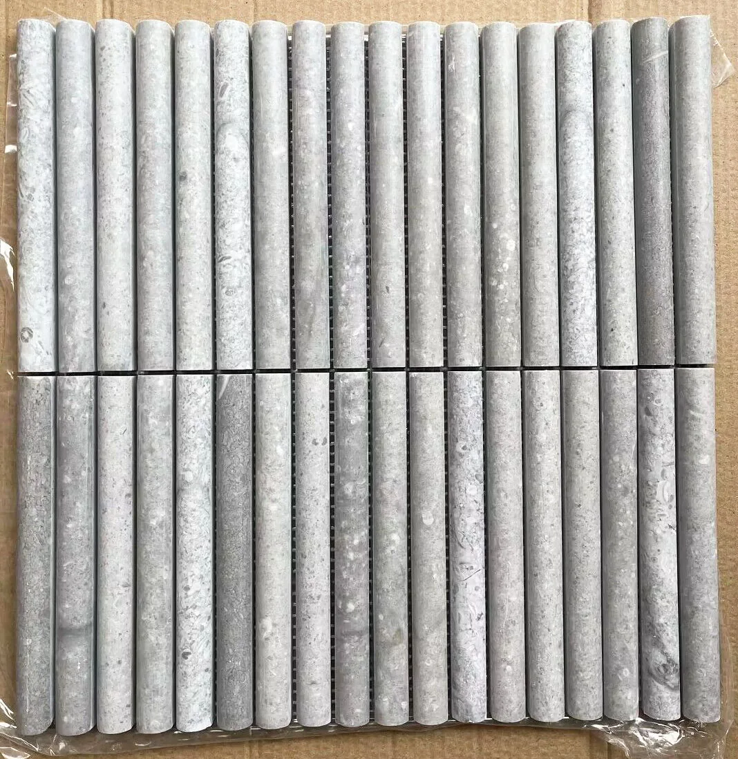 Grey Marble Curve fluted Marble Tiles Pencil trim door panels customized fluted travertine stone mosaic wall tiles shower