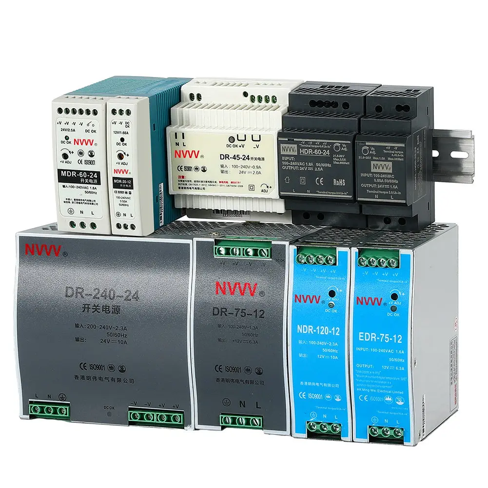 power supply din rail  5v 12v 24V 48V 10W 20W 45W 60W 100W 120W 150W 240W 480W Switching Power Supply for automation equipment
