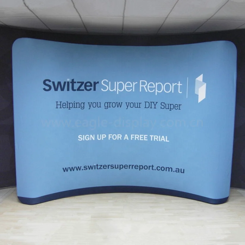 Алюминиевый изогнутый Натяжной тканевый фон стенд реклама