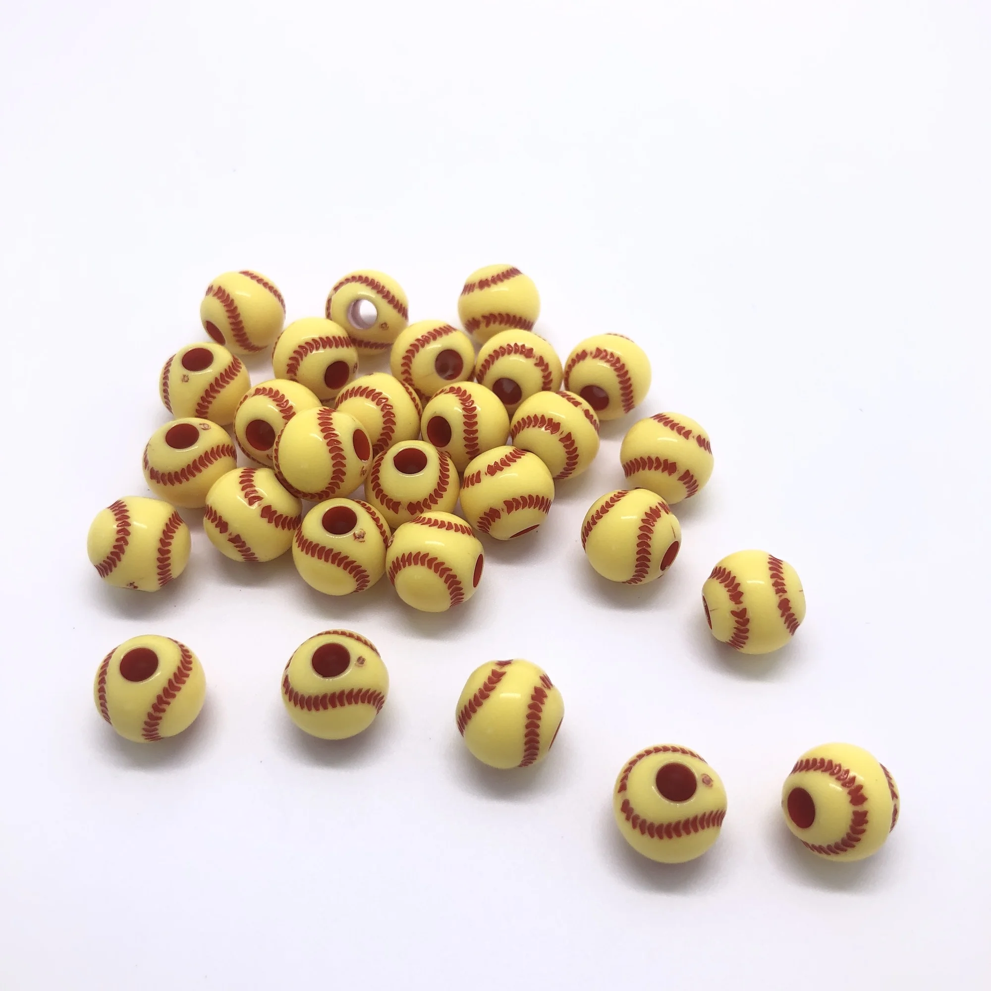Multi Color 12mm Plastic Acrylic Round Baseball  Beads