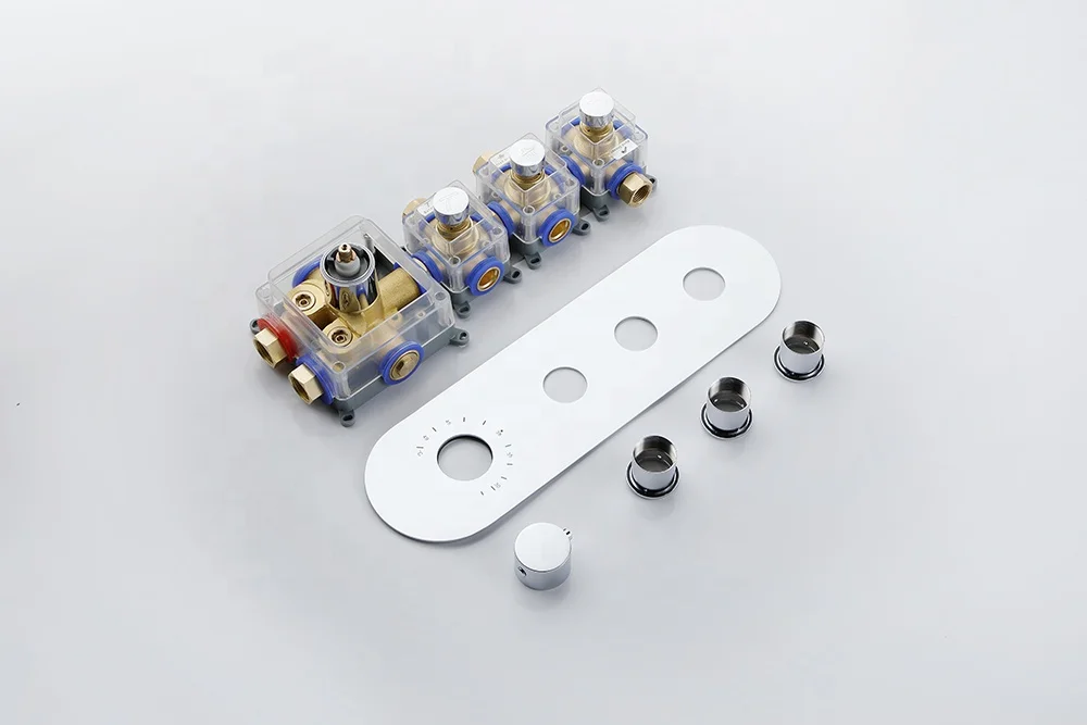 Thermostatic shower suit  in-wall chrome all-copper, three-function thermostatic shower switch, bathroom bathtub faucet switch