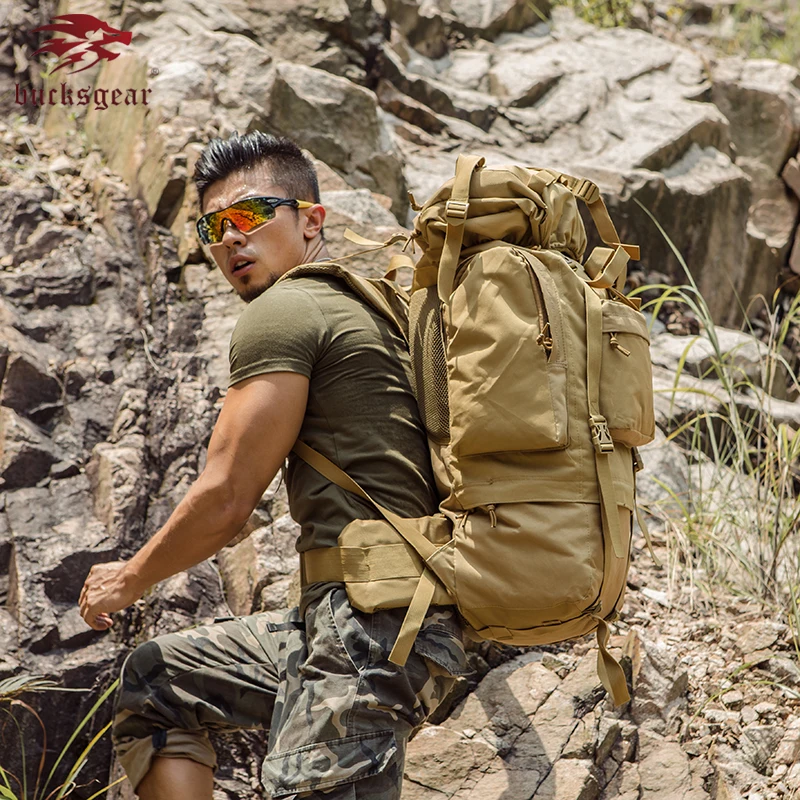 Bucksgear Factory Wholesale Promotional camping Large capacity tactical assault backpack oxford Waterproof Military Backpack 60l