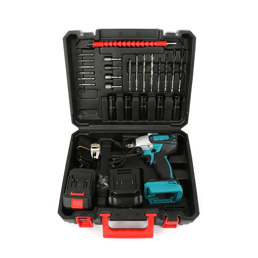 Набор гаечных ключей с бесщеточным аккумулятором и высоким крутящим моментом, 21 в, литий-ионный аккумулятор, ударный гайковерт, комбинированный комплект для автомобильного колеса