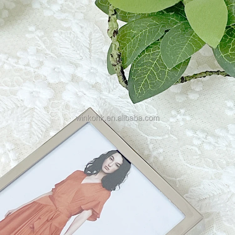 6x9cm mini metal iron stamping in  nickel plated with glass picture frame small size 2.5x3.5inch metal silver color photo frame