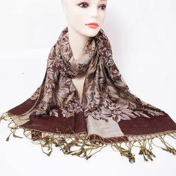 New Fashion Elegant Scarf Crepe Plain Hijab Scarf Flower Design Arab Muslim Hijab