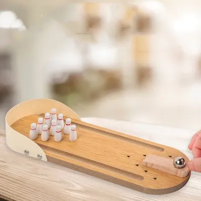 Bowling toy baby children wooden parent-child interaction indoor leisure puzzle fingertip board game set