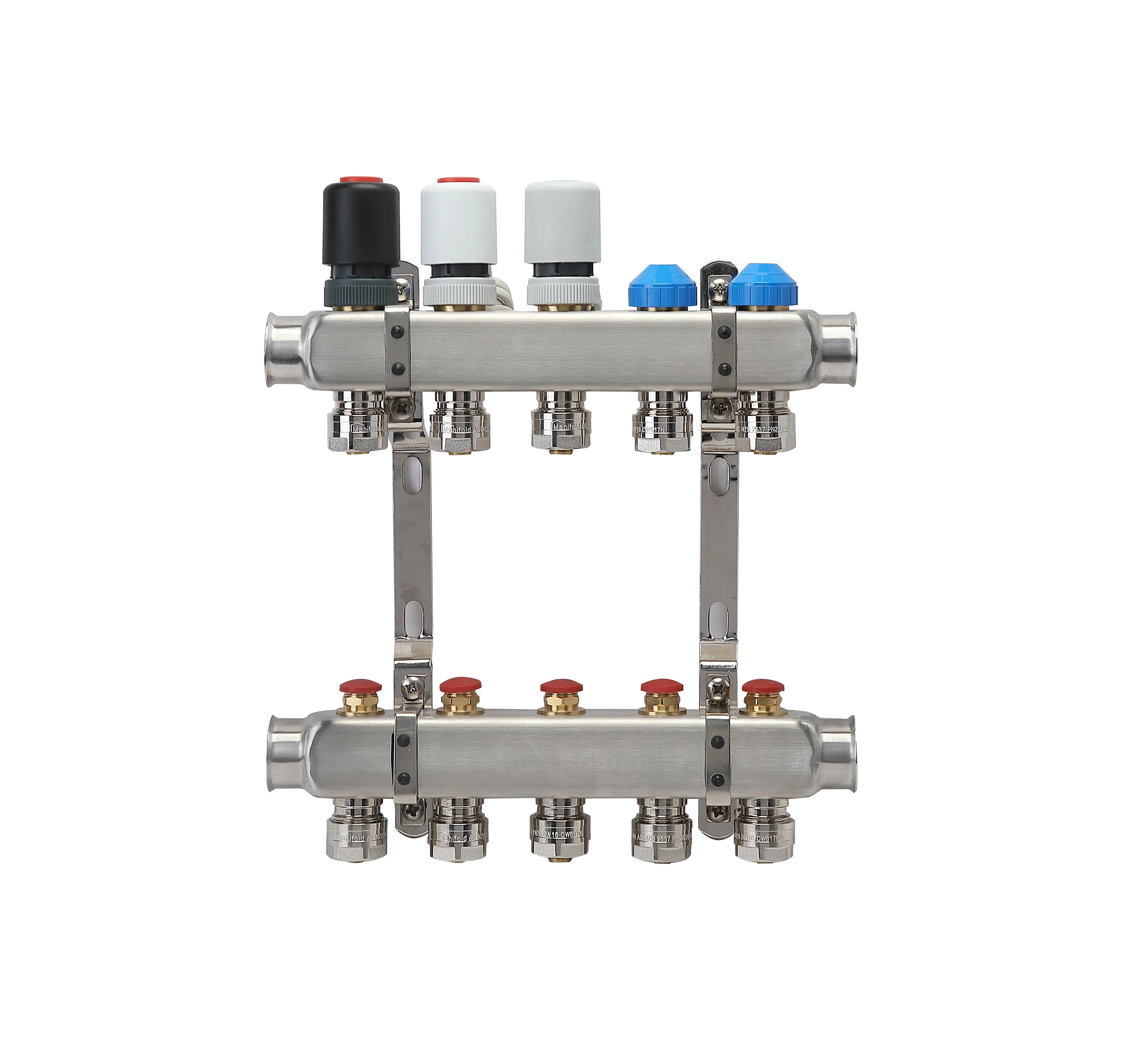 Floor heating system brass and stainless steel radiant water manifold