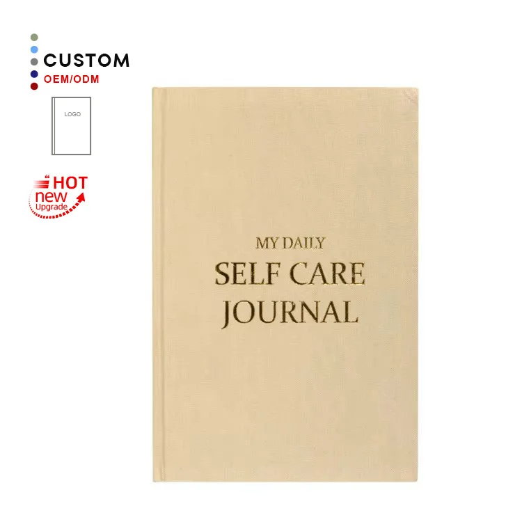 Factory High Quality Hardcover A5 Fancy Diary Golden Stamping Logo Linen Notebook Eco Friendly Custom Journal