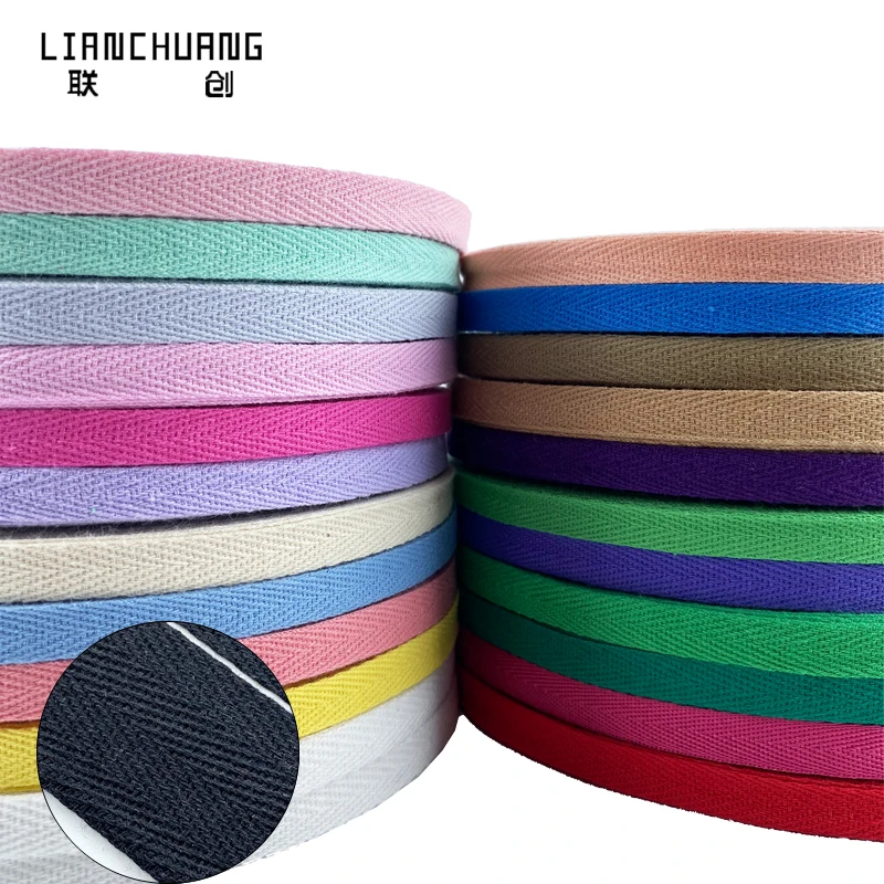 Оптовая продажа 10 мм 100% Высококачественная Органическая хлопковая лента саржевая переплетная вязаная лента аксессуары для одежды тканая Обувь Сумки Спорт