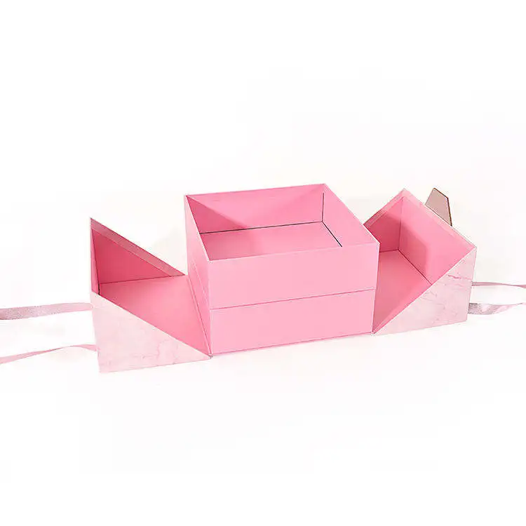 Box supplier customized flower packaging box pink color wedding gift paper box