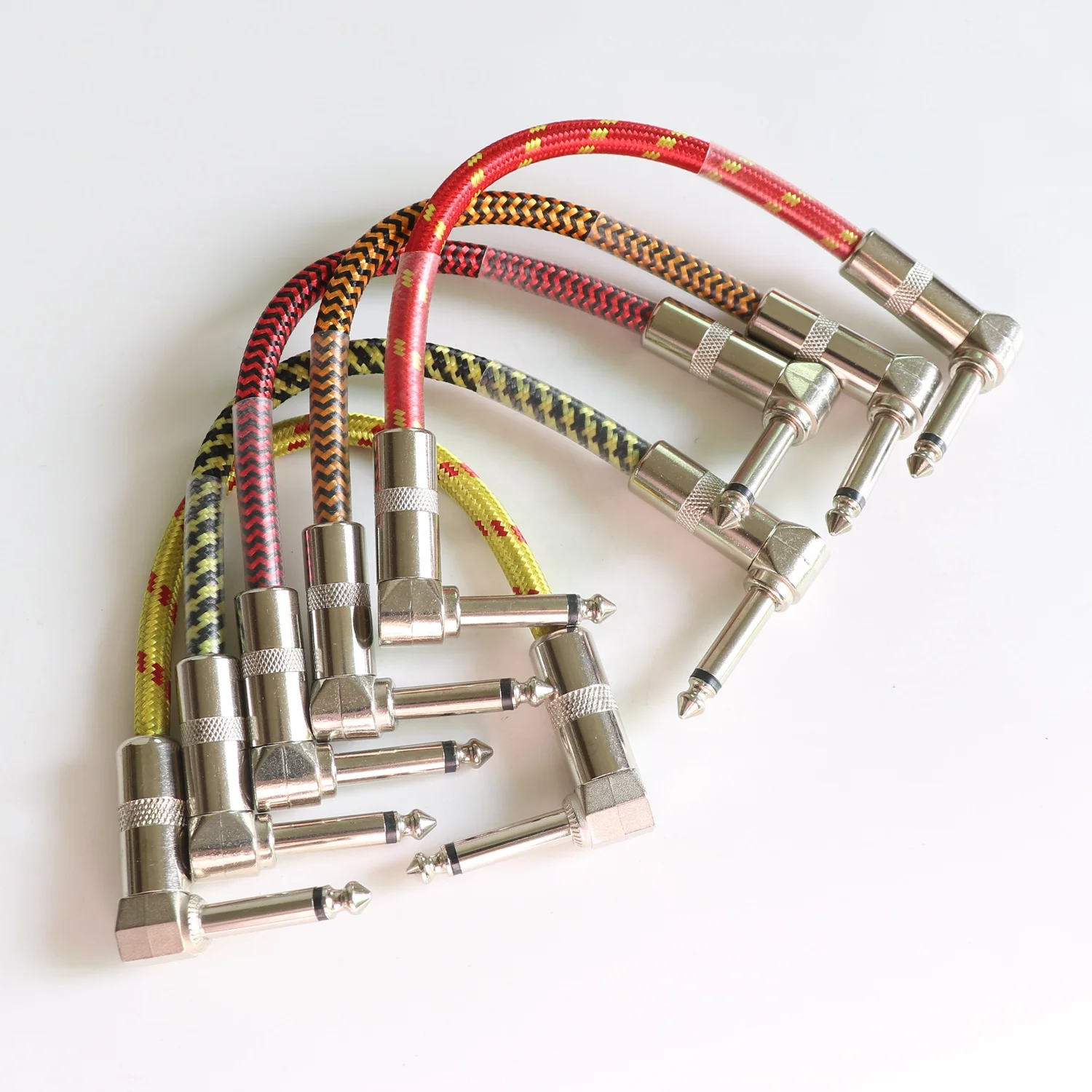 6.35mm Noiseless 15cm Braided Wire Guitar Patch Cables For Pedalboard Patch Cable Custom audio cable from china supplier