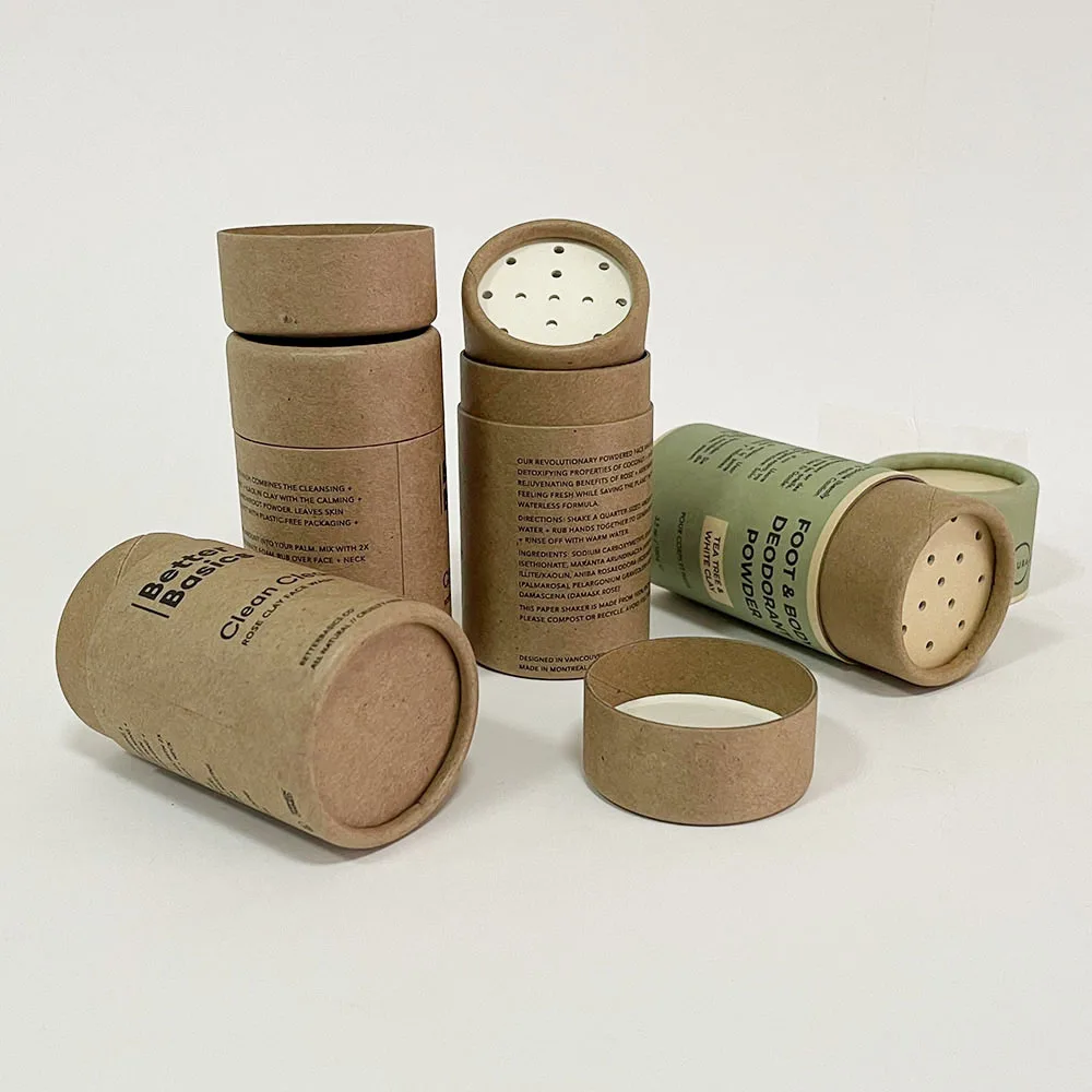 Luxury high quality  kraft paper tube container with shaker cosmetic