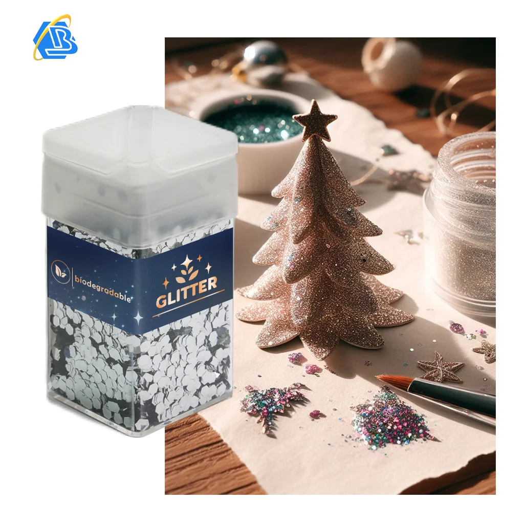 Plant Cellulose Biodegradable Glitter Safety Standards Material Non Plastic glitter For christmas Craft Decoration