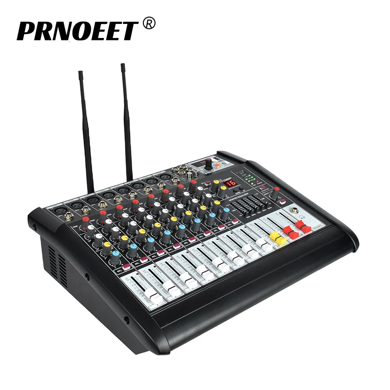 PRNOEET KW-690 audio sound system 8CH dj mixer professional stage pro audio mixer with 2 mic