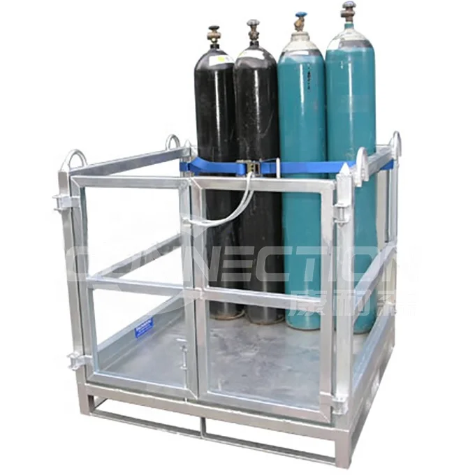 Stackable metal wire mesh lpg propane gas bottle oxygen cylinder customized storage cages for forklift