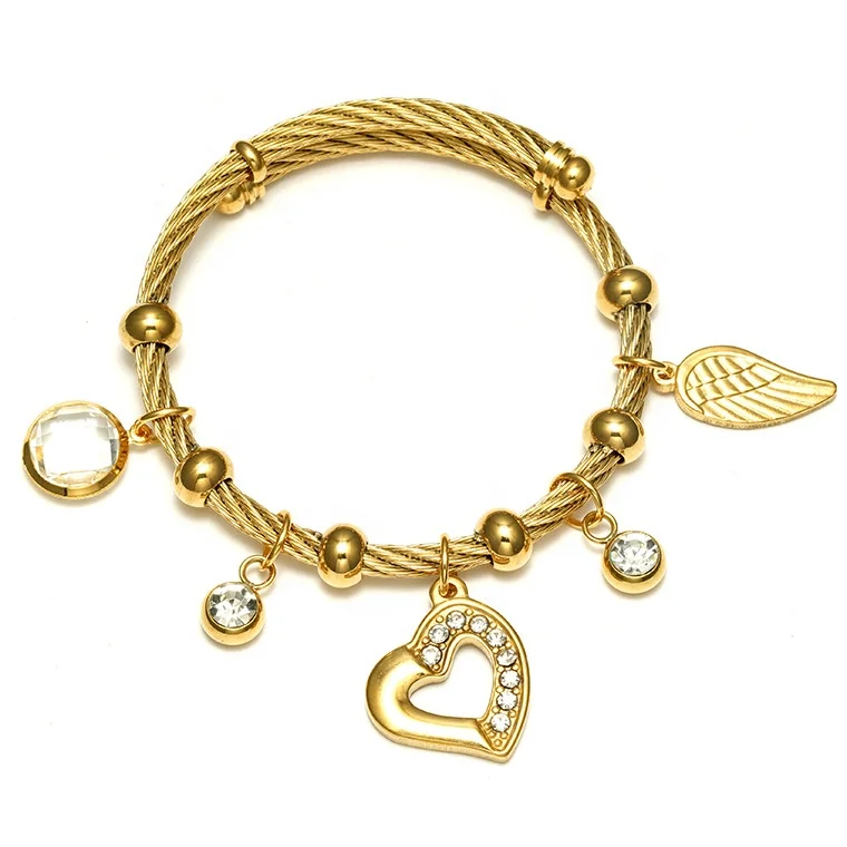 South American religious stainless steel Fatima bracelet with ethnic style heart-shaped diamond titanium steel bracelet