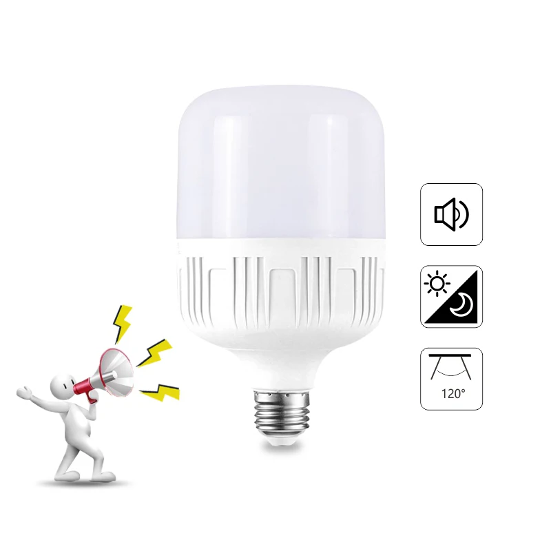 AC 220V E27 Cold White LED Sound Sensor T Shape Bulbs for Corridor staircase entrance Residential Use