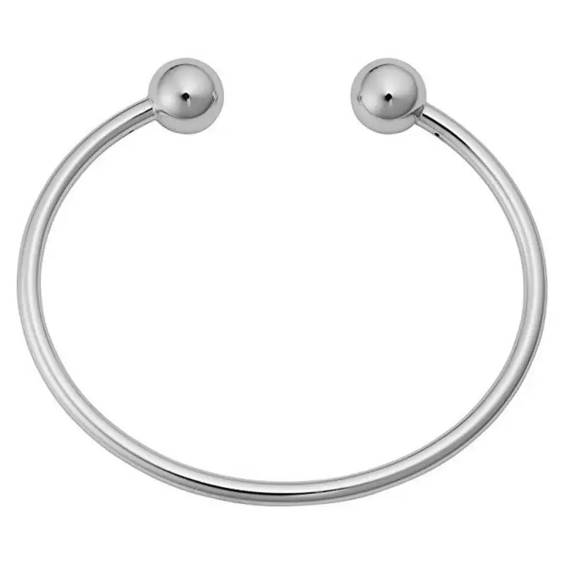 Ball End Open Cuff Bangle Bracelet