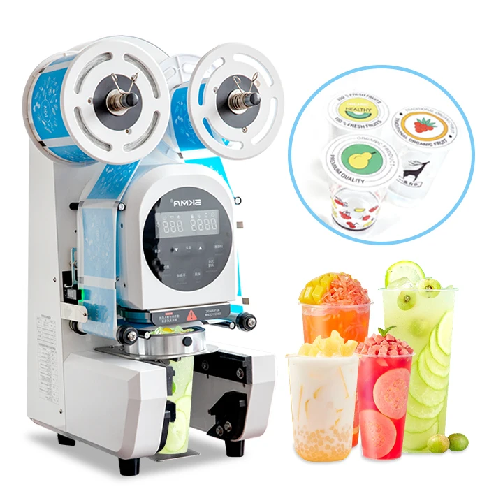 95mm 90mm Electric Commercial Coffee Bubble Tea   sealer machine automatic sealing machine for plastics packages