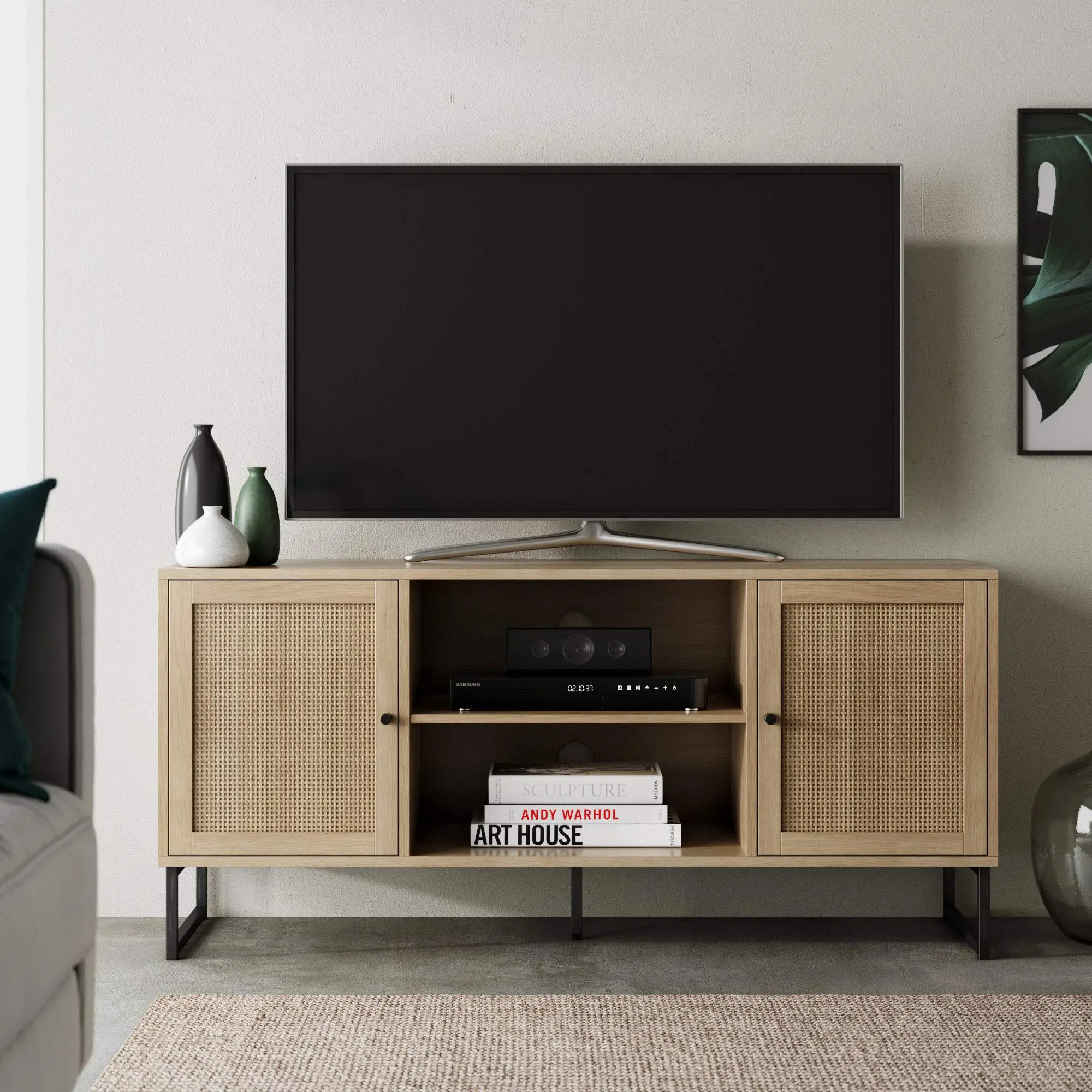modern design wooden white long 72-inch electric fireplace tv stand cabinet floating wall media console for lving room