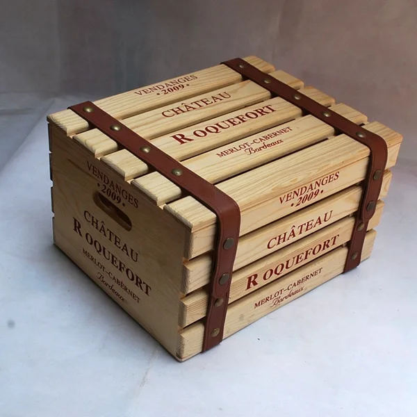 Unique Shape Antique European Style Cheap Unfinished Wooden Wine Box For Packing