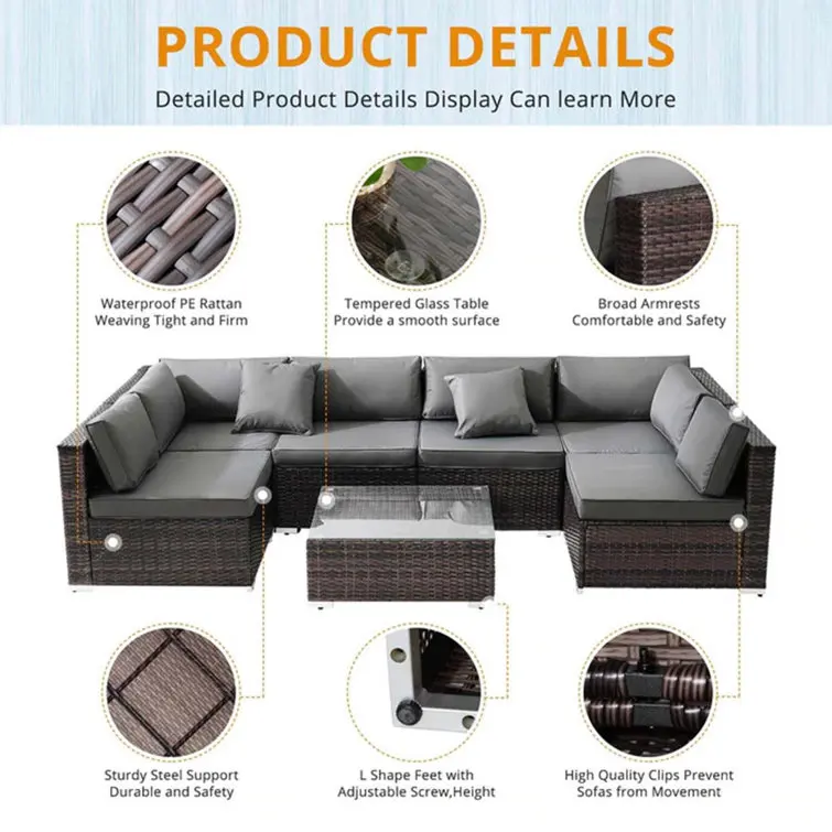 Practical diverse patio rattan sofa set luxury outdoor purple rattan effect furniture factory