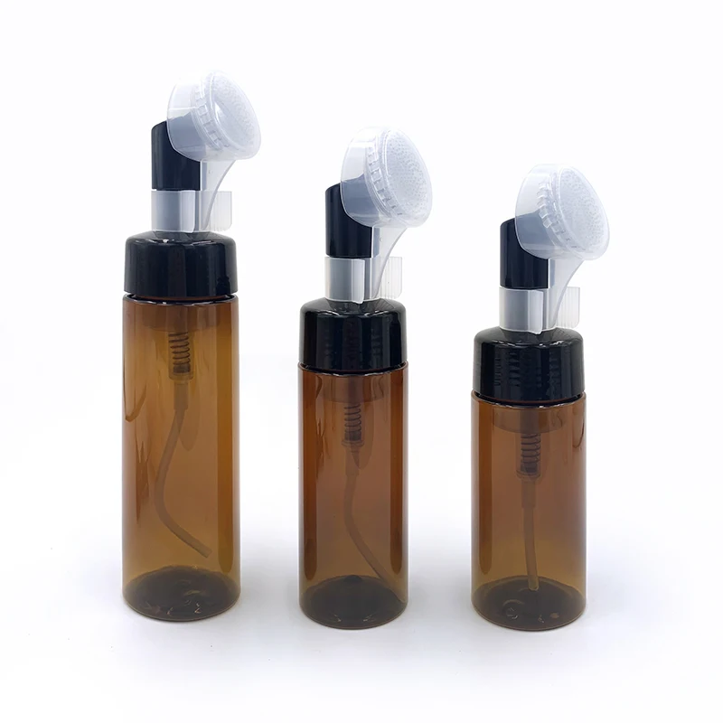 30 diameter White black clear amber Cleanser Scrub Foam bottle Massage silicone brush foam applicator bottles