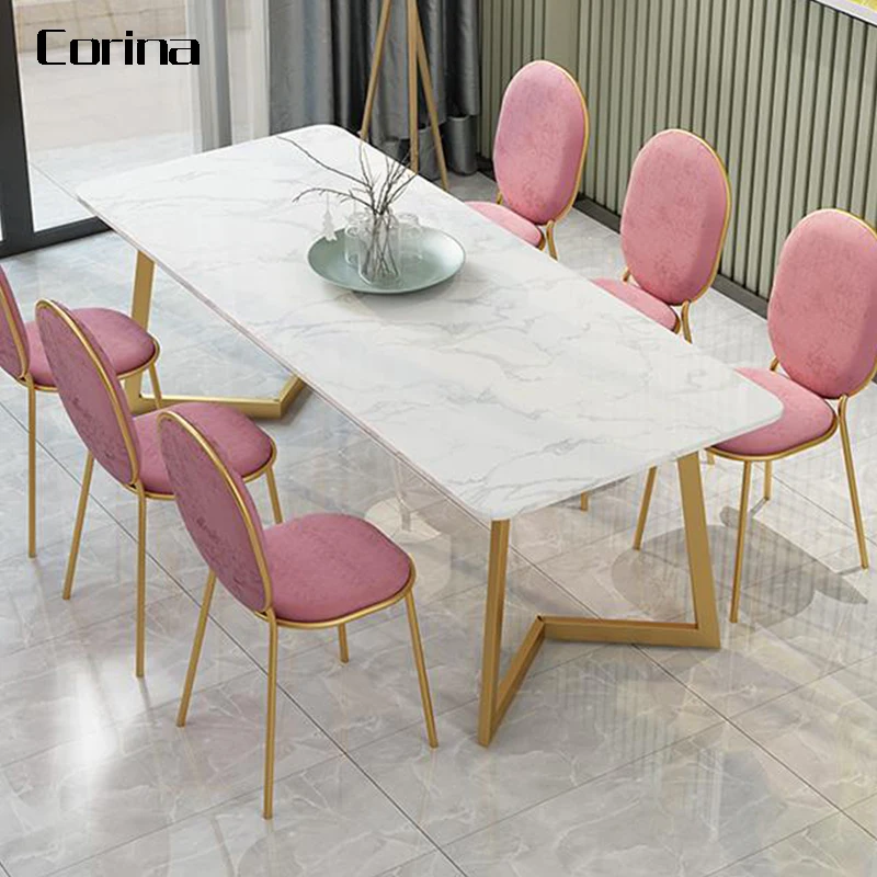 
European style furniture luxury white marble dinning table for restaurant 