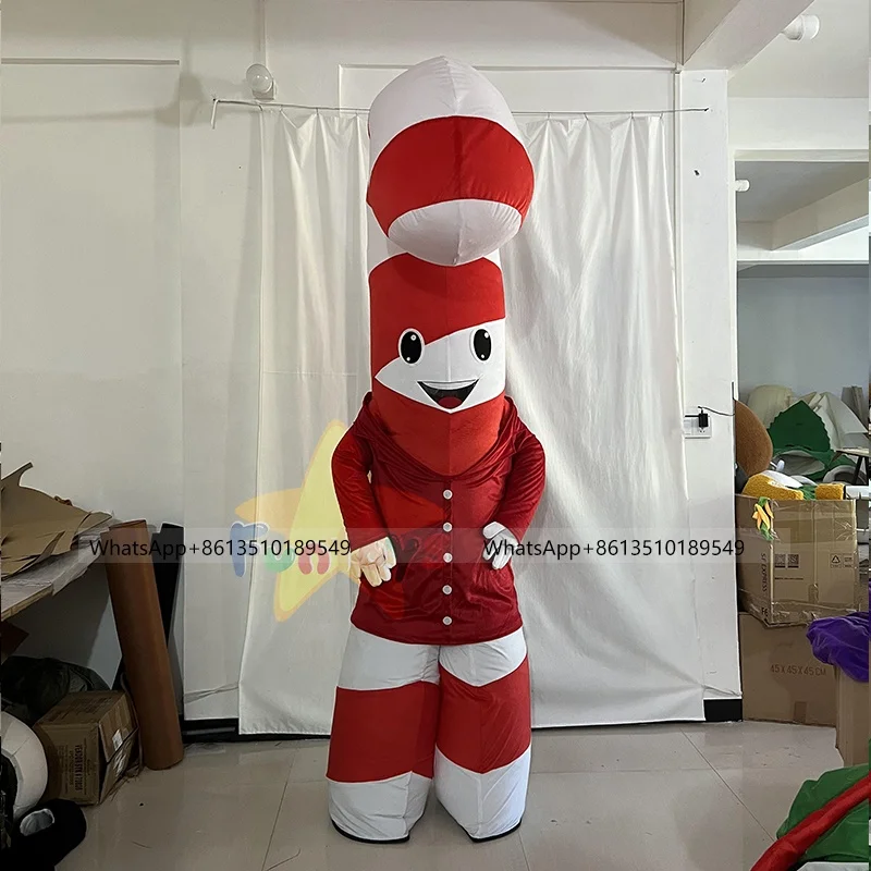 Hot Sale Inflatable Christmas Candy Cane Mascot Costume Walking 2m/2.6m/3m Adult Santa Claus Snowman Reindeer Moose For Stores