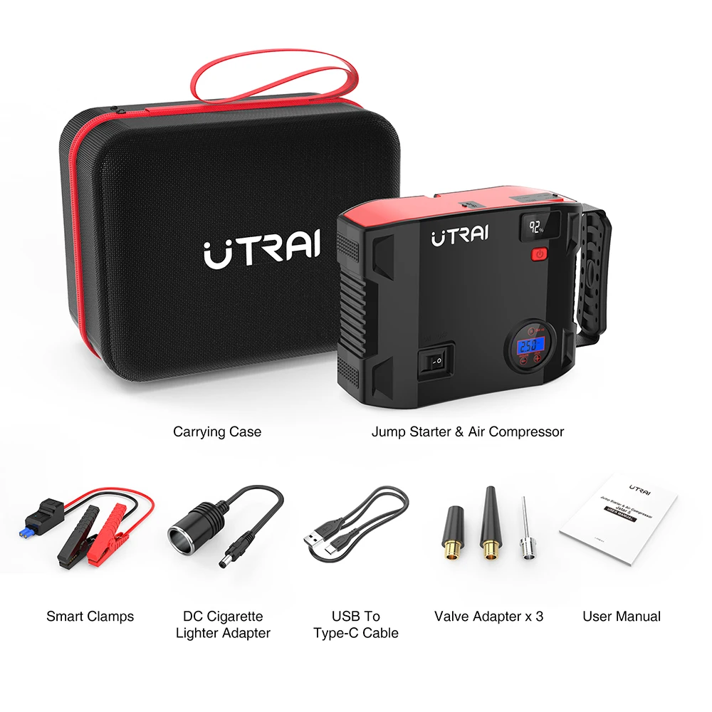  Портативный Многофункциональный литий-ионный аккумулятор UTRAI Jstar 5 24000 мАч 12 В с насосом для давления в шинах фонариком аварийным
