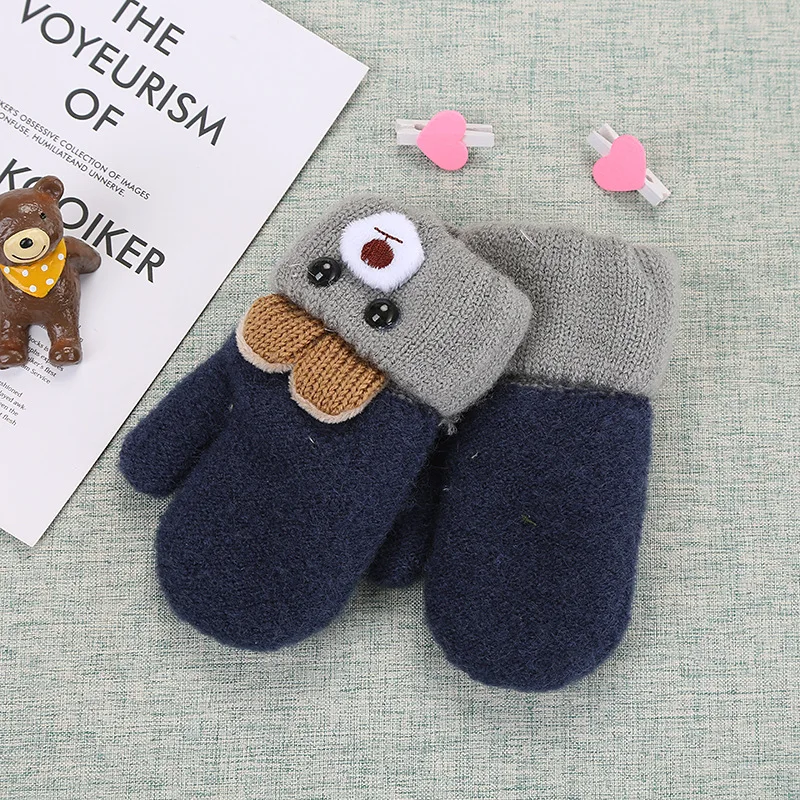 
Customized lovely cute outdoor colorful kids winter warm knitted gloves for children 