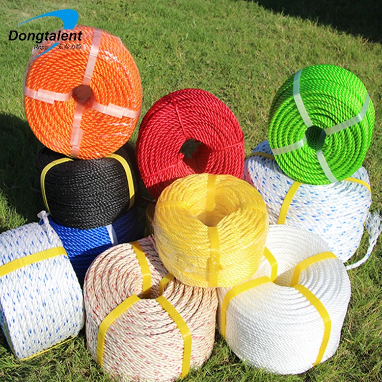 Wholesale high quality low price 3 strand  PP fishing twisted packaging ropes