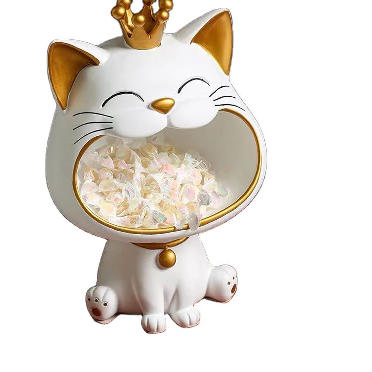 2024 new products luxury home decor cat doorway key placement natural resin made fortune Lucky cat ornament Decoration Creative